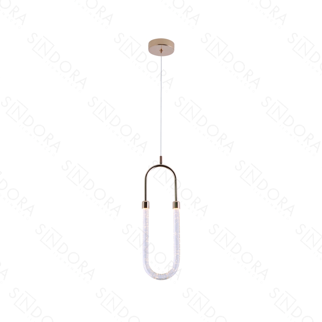Pendente Sindora Metal Dourado e Cristal 6 watts 3000K Ø120x400mm Bivolt QD05133