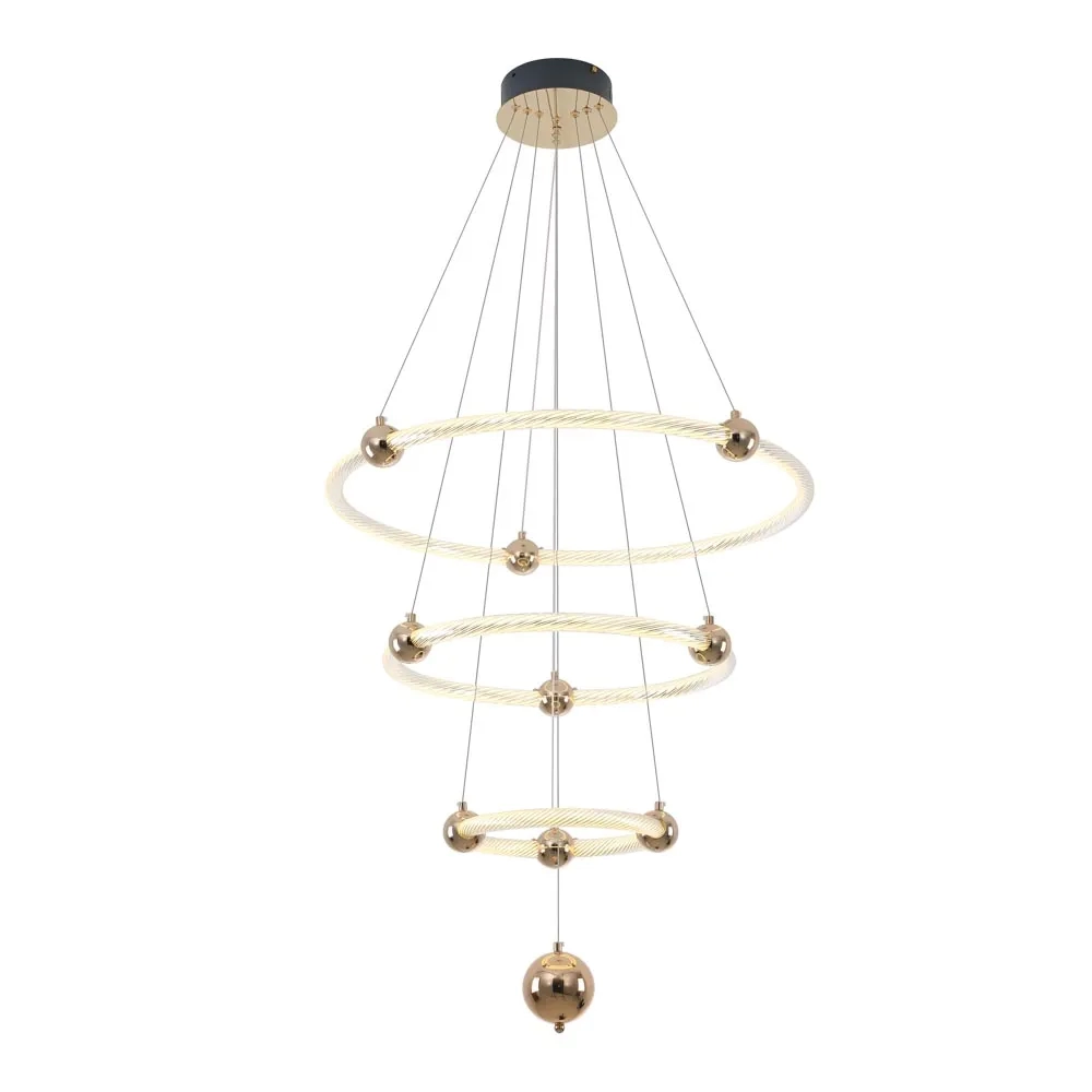 Pendente Bella Mondo Dourado 71 watts 3000K Ø700x70mm KA002