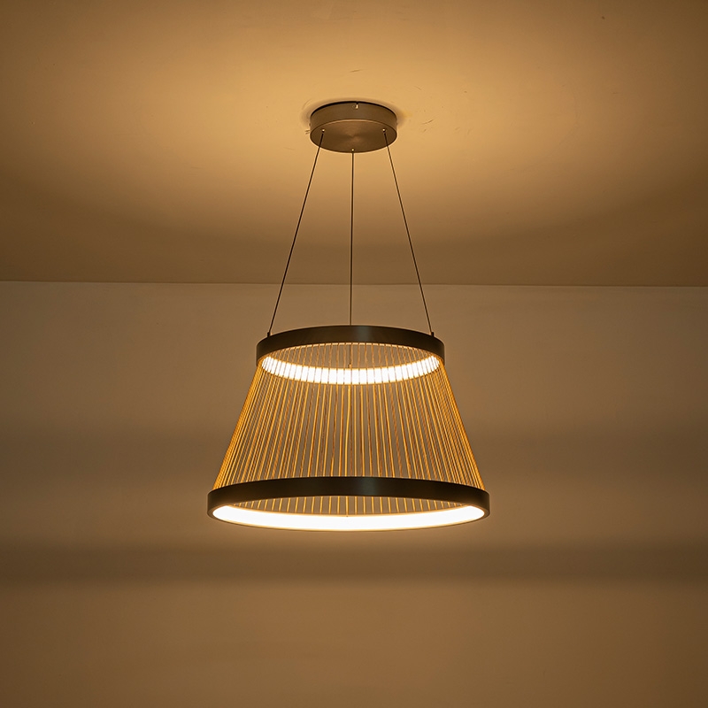 Pendente Nordecor Beys 50 watts 3000K Cinza e Dourado Ø680mm 2941