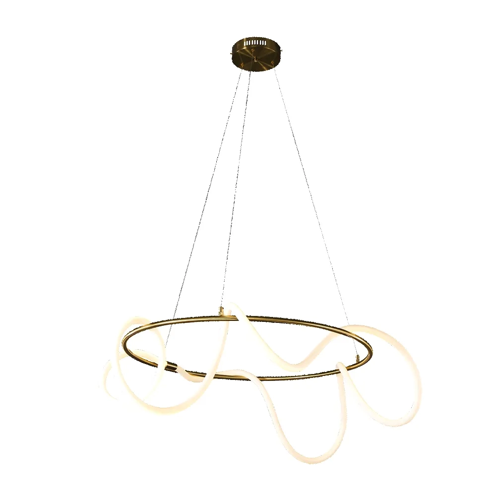 Pendente Bella Mantra Metal Dourado e Siliconeo 45 watts 2700K Ø800x300mm OC011L