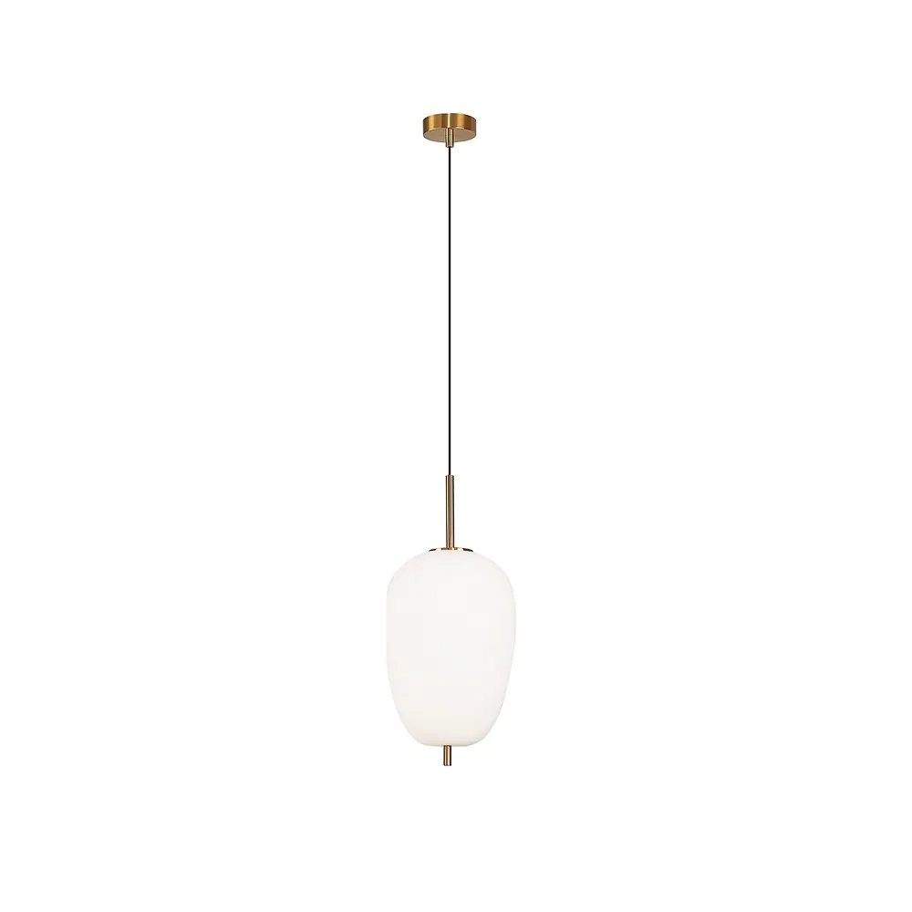 Pendente Bella Três Metal e Vidro Dourado e Branco 1L E27 Ø270x600mm HC015G