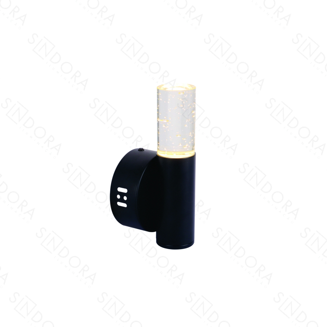 Arandela Sindora Cristal Metal Preto 5 watts 3000K Ø100x200mm Bivolt DCB02226