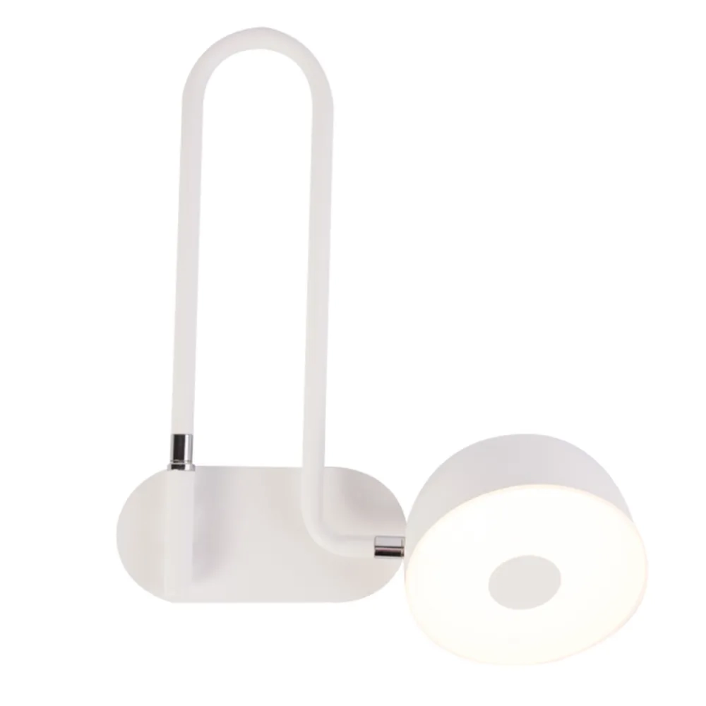 Arandela Bella Muffin Metal Branco e Vidro 12 watts 3000K 300x40x340mm GN004S