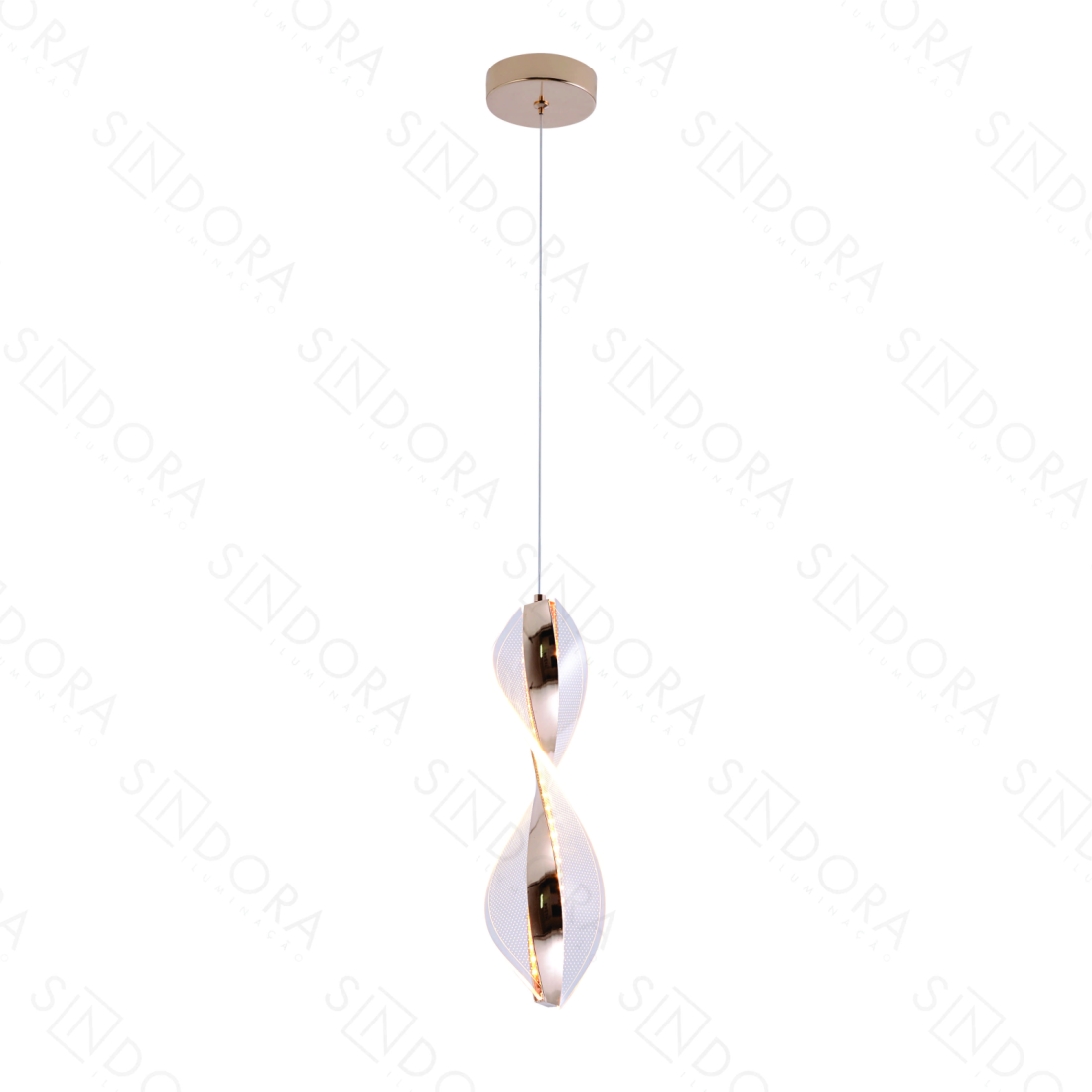 Pendente Sindora Metal Dourado e Acrílico 10 watts 3000K Ø300mm Bivolt QD05141