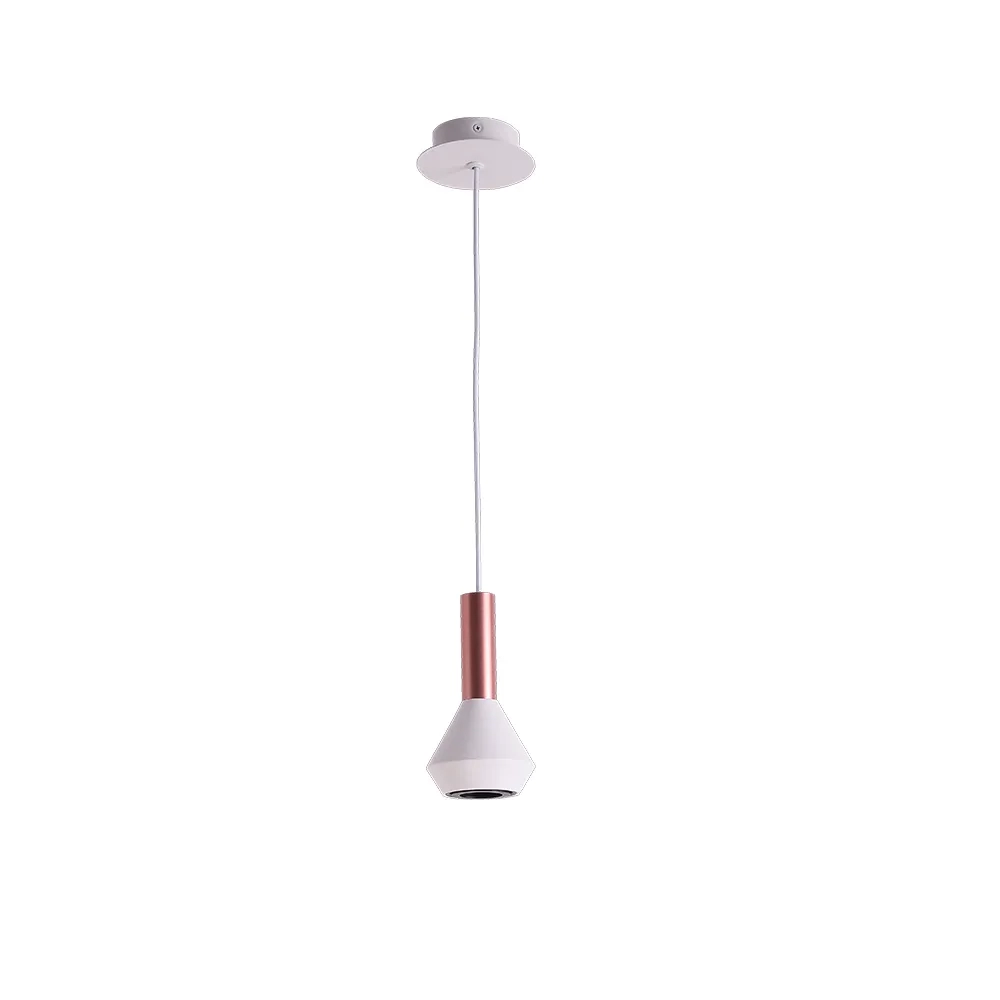 Pendente Bella Pituco Rose Gold e Branco 1L GU10 Ø100x187mm ML015W