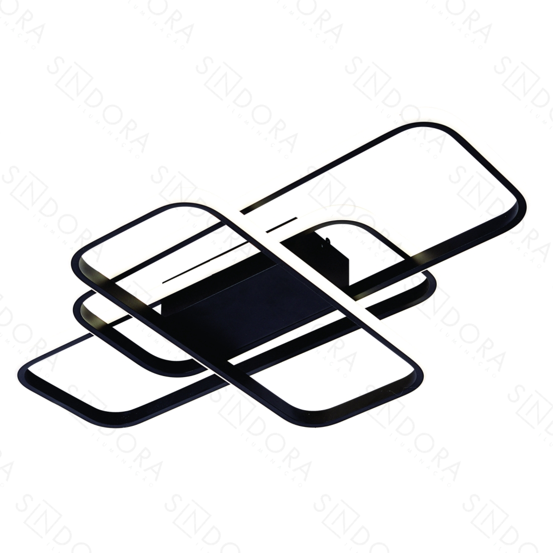Plafon Sindora Alumínio e Silicone Preto 78 watts 3000K/4000K/6000K 700x450mm QX05326