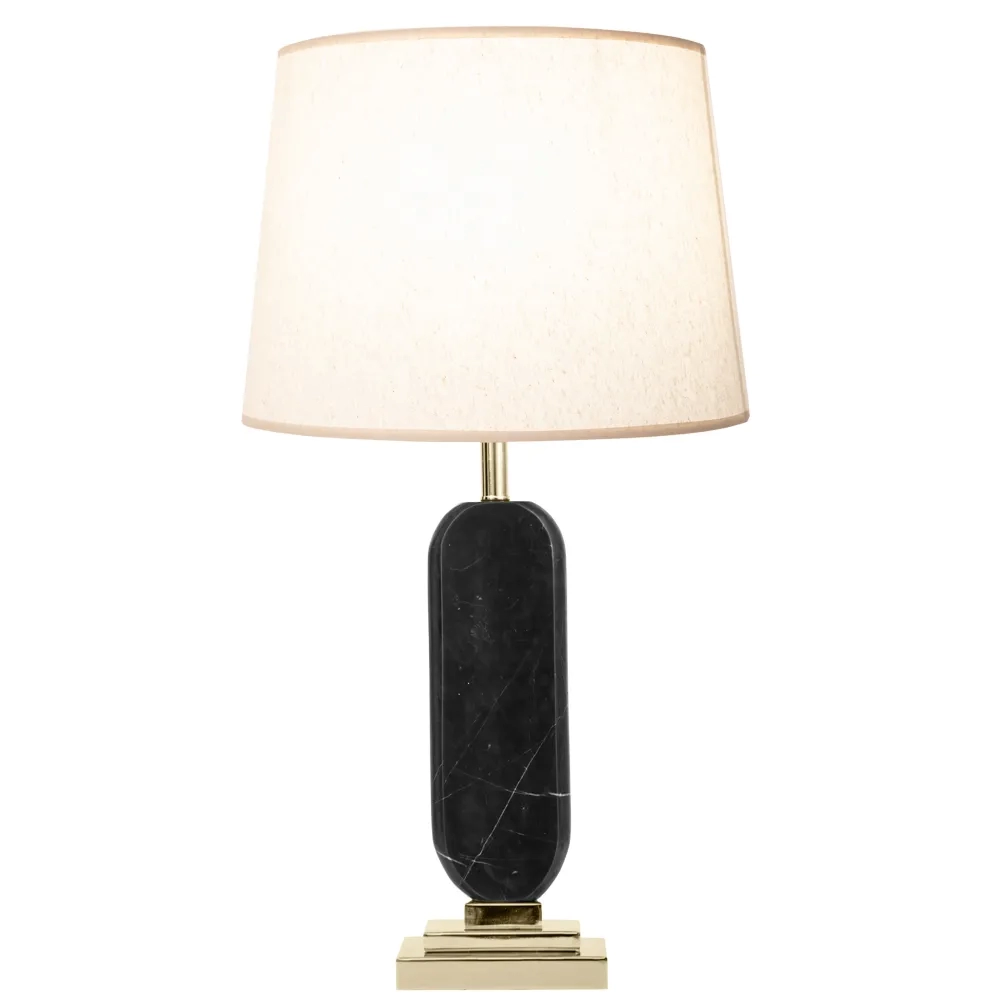 Base p/ Abajur Bella Pietá Metal Dourado e Mármore Preto 1L E27 160x10x50mm GL023BG (Sem Cúpula)