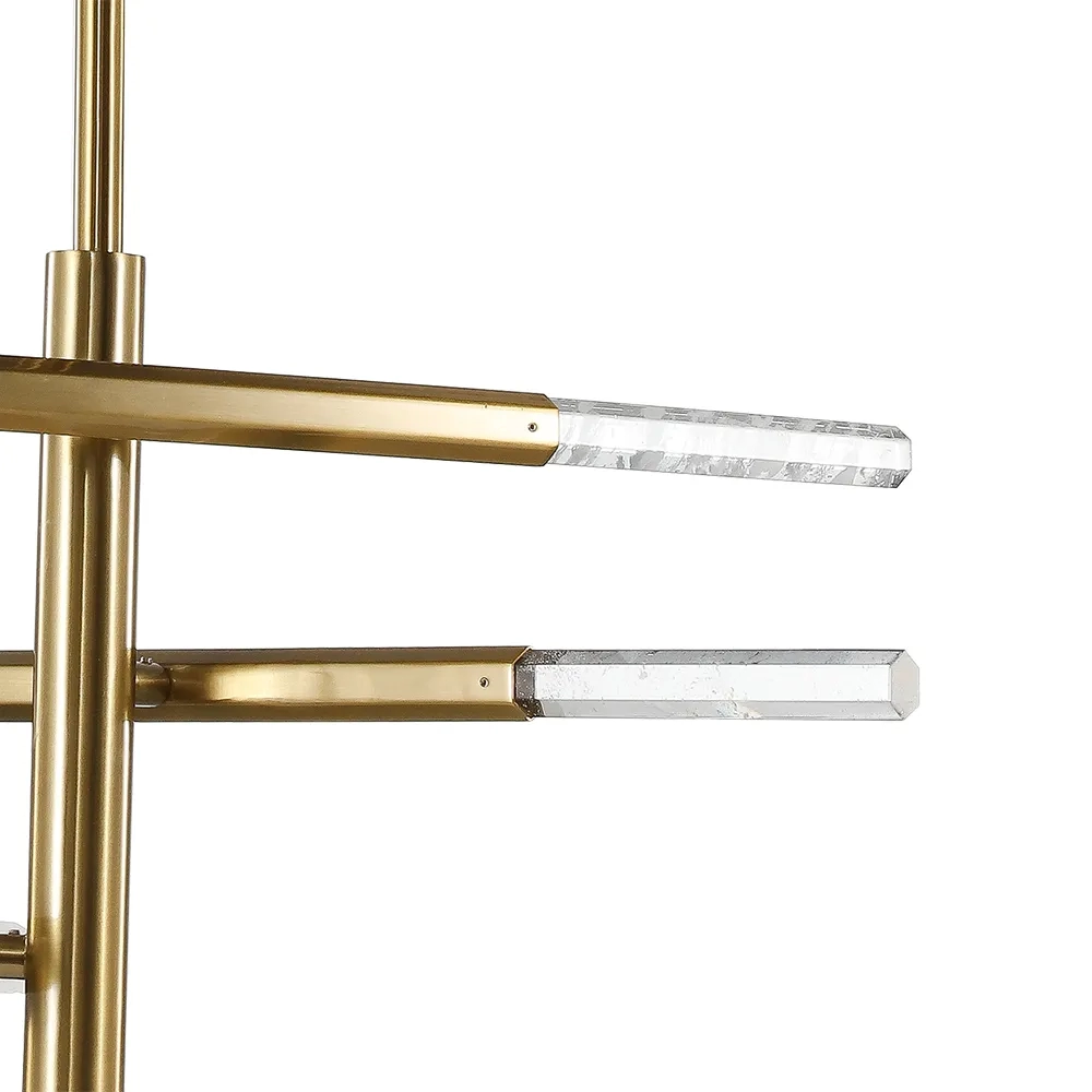 Pendente Bella Pétra Metal e Cristal Dourado e Transparente 18 watts 3000K Ø540x310mm OC009