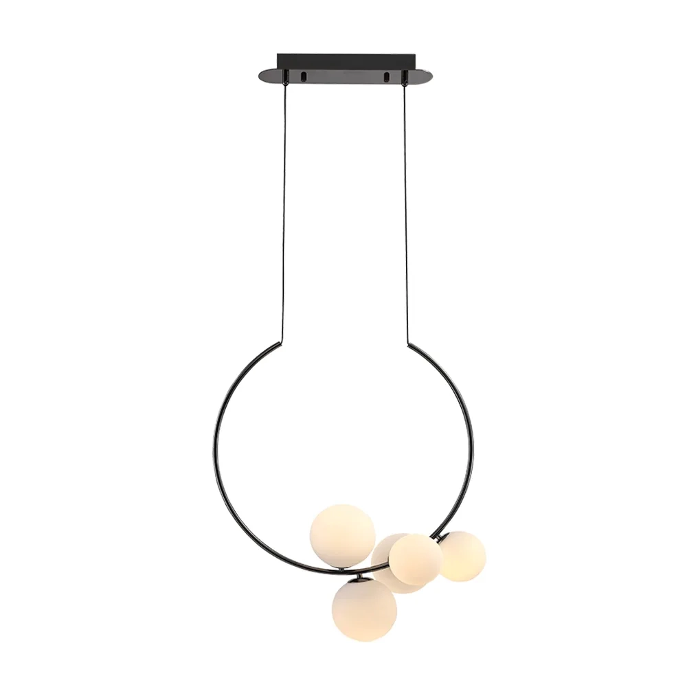 Pendente Bella Nero Metal Cromo Negro e Vidro Branco 5L G9 660x620x330mm MM002