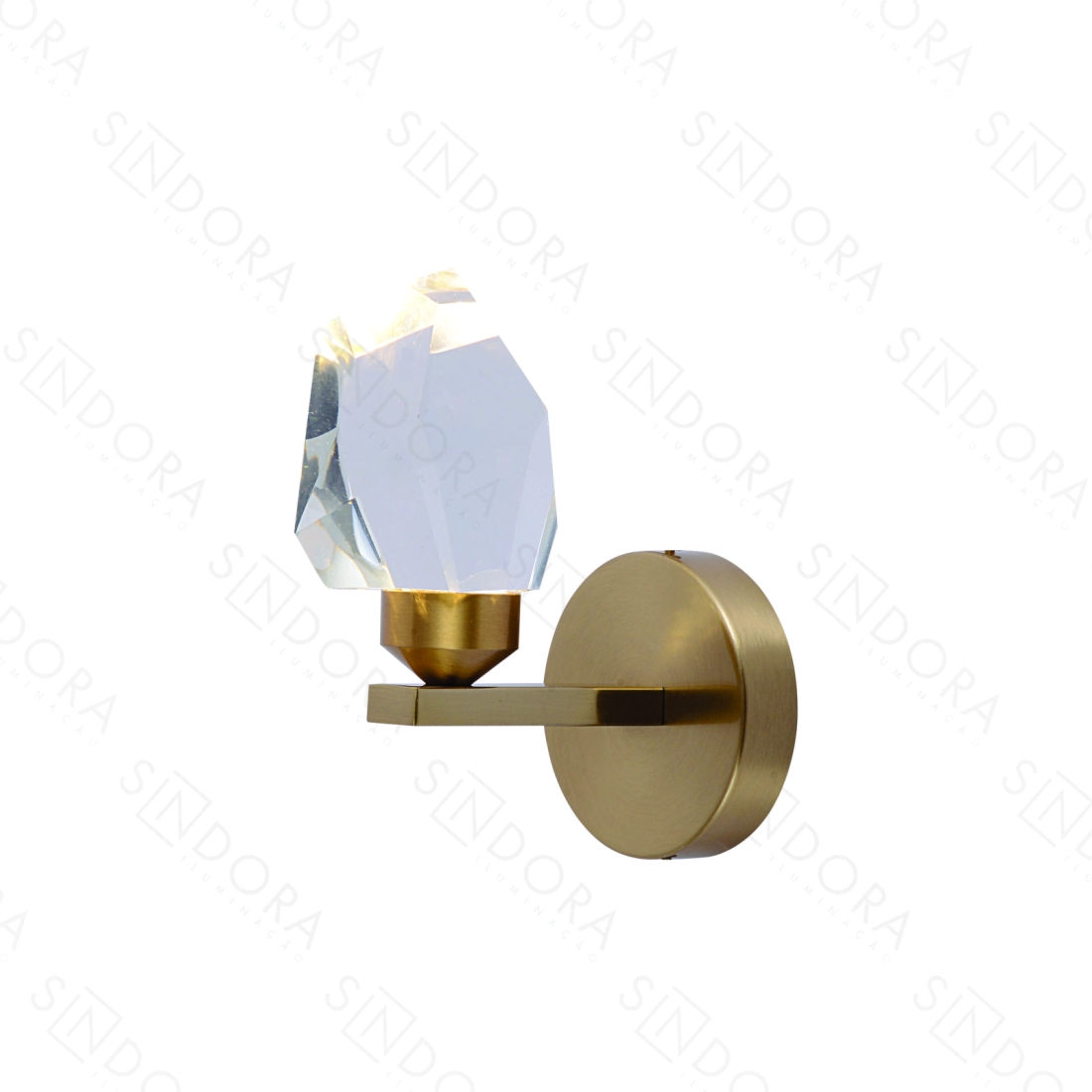 Arandela Sindora Metal Bronze e Cristal Transparente 5 watts 3000K Ø120x150mm QB05132