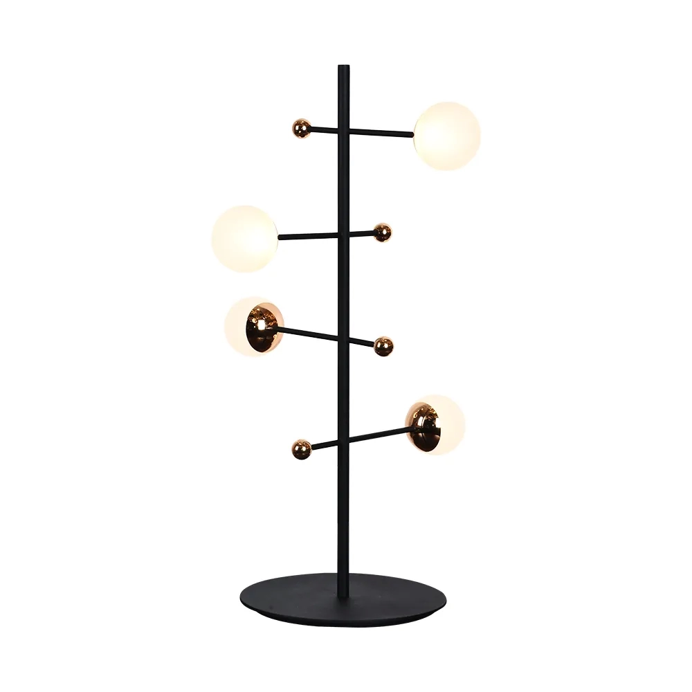 Abajur Bella Fuxico Metal e Acrílico Preto Dourado e Branco 12 watts 3000K Ø280x520mm JU004