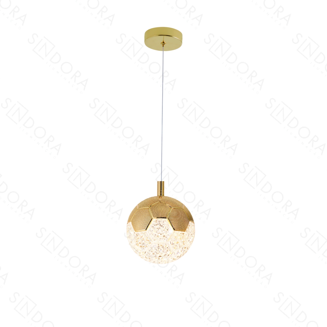 Pendente Sindora Metal Dourado e Acrílico 8 watts 3000K Ø150mm QD05172
