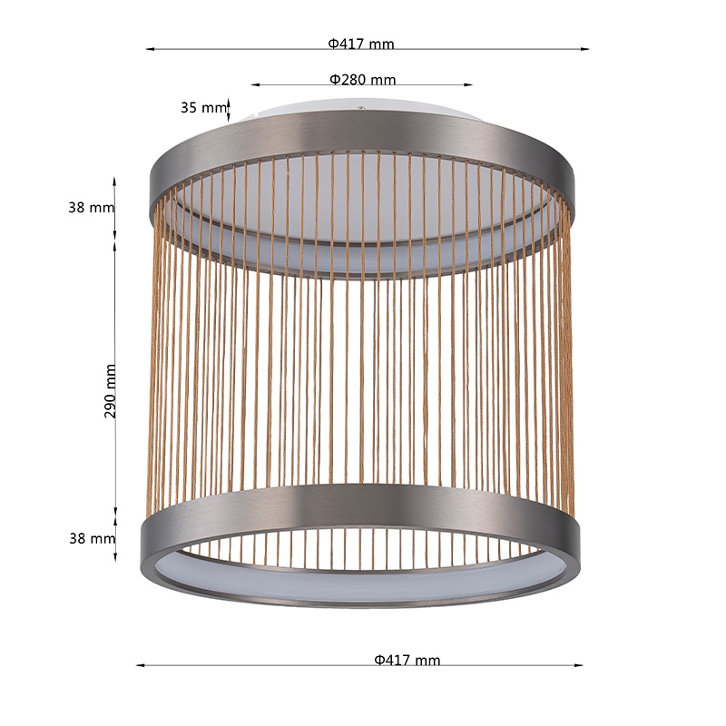Plafon Nordecor Beys 40 watts 3000K Cinza e Dourado Ø410mm 2938