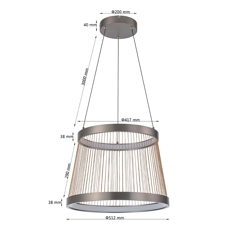 Pendente Nordecor Beys 46 watts 3000K Cinza e Dourado Ø510mm 2940