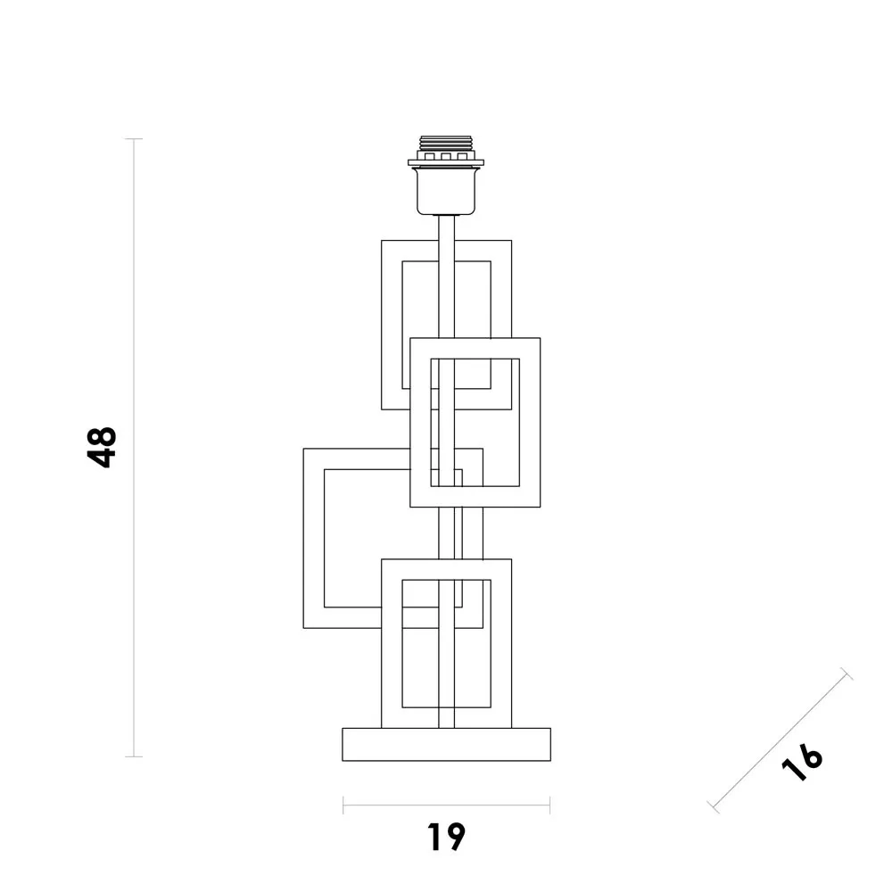 Base p/ Abajur Bella Balance Metal Preto 1L E27 190x160x480mm GL021B (Sem Cúpula)