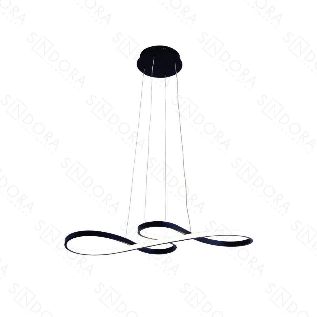 Pendente Sindora Metal Preto Silicone 47 watts 3000K 4000K 6000K Ø750mm QD05316