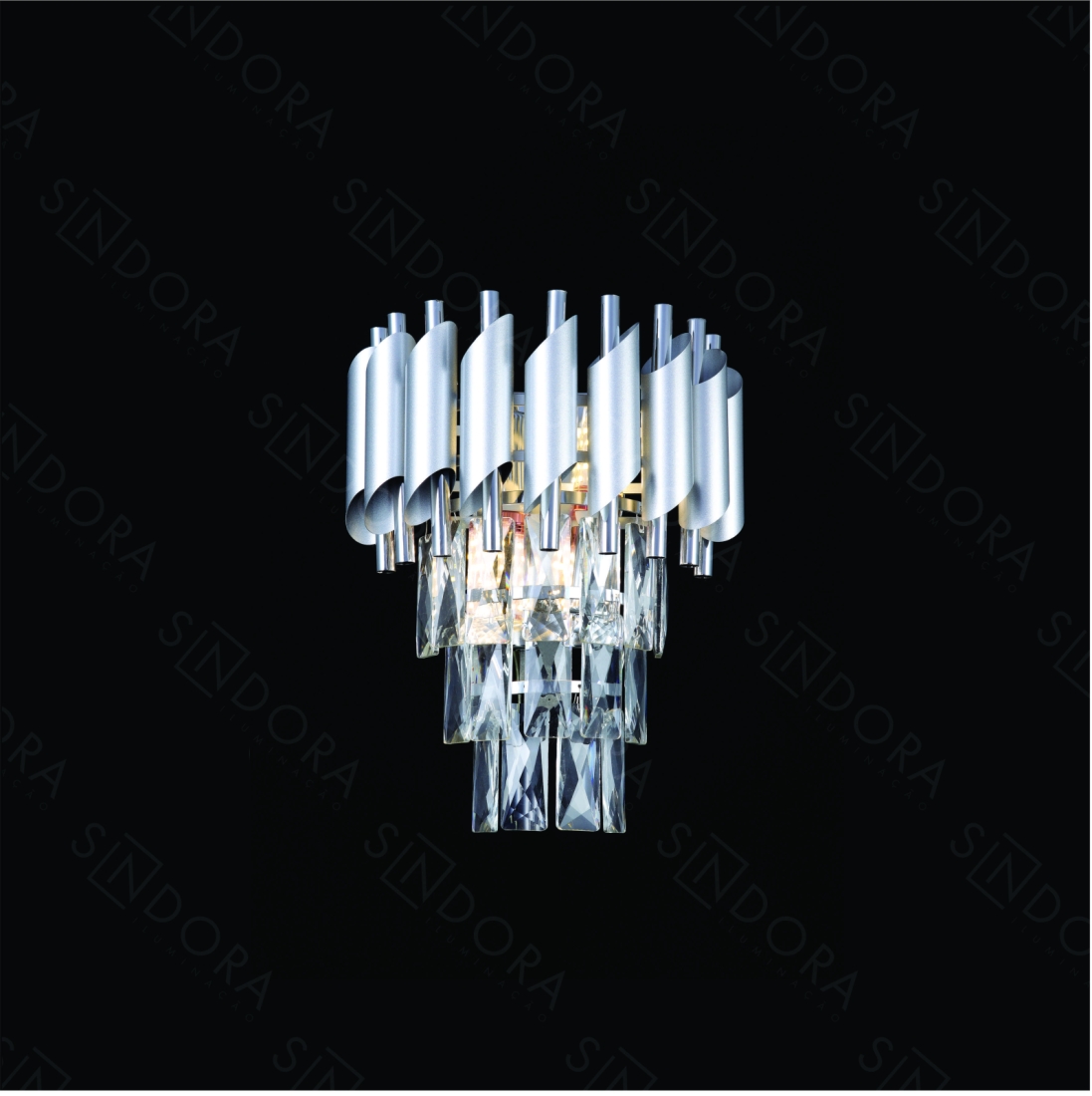 Arandela Sindora Metal Cromado Cristal Transparente 2L E14 Ø260x200mm DCD06610