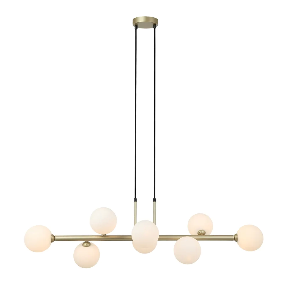 Pendente Bella Abaporu Metal e Vidro Dourado e Branco 8L G9 230x1070x300mm HL004W