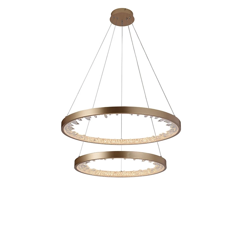 Pendente Bella Milenium Metal Dourado e Cristal 80 watts 3000K Ø600x40mm OC027