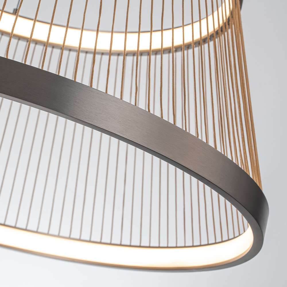Pendente Nordecor Beys 70 watts 3000K Cinza e Dourado Ø800mm 2942