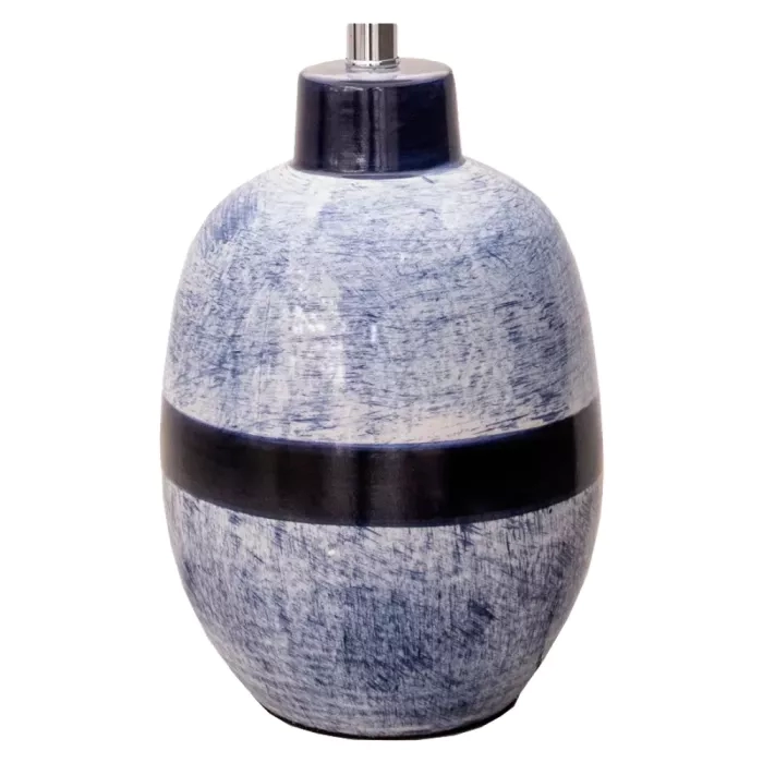 Base p/ Abajur Bella Metal Cromado e Cerâmica Azul Ø240x440mm HR001 (Sem Cúpula)