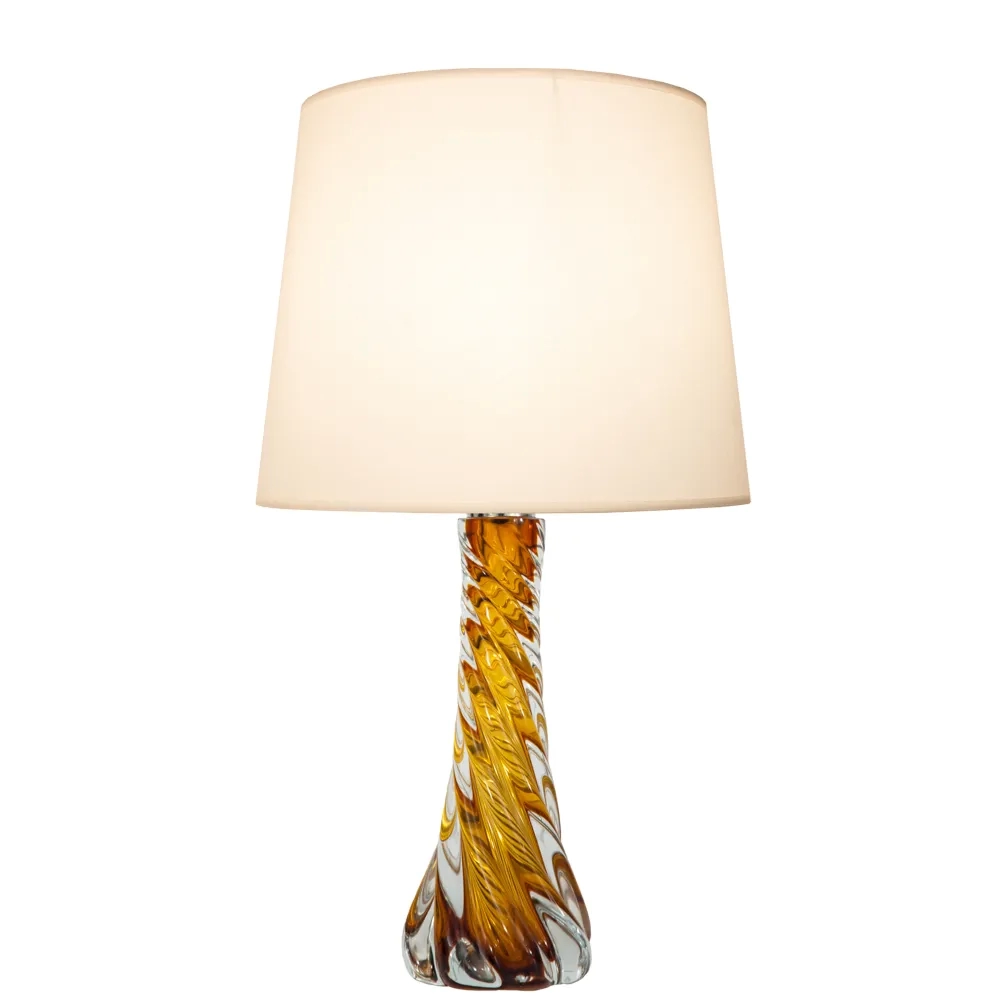 Base p/ Abajur Bella Murano Metal Cromado e Vidro Âmbar 1L E27 Ø110x350mm GL025A (Sem Cúpula)