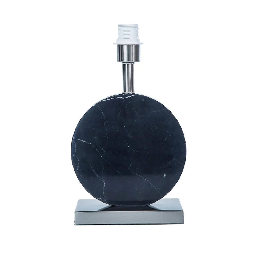 Base p/ Abajur Bella Biagio Metal Niquelado e Mármore Preto 1L E27 Ø220x370mm GL016BN (Sem Cúpula)
