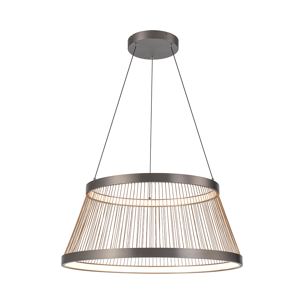 Pendente Nordecor Beys 70 watts 3000K Cinza e Dourado Ø800mm 2942