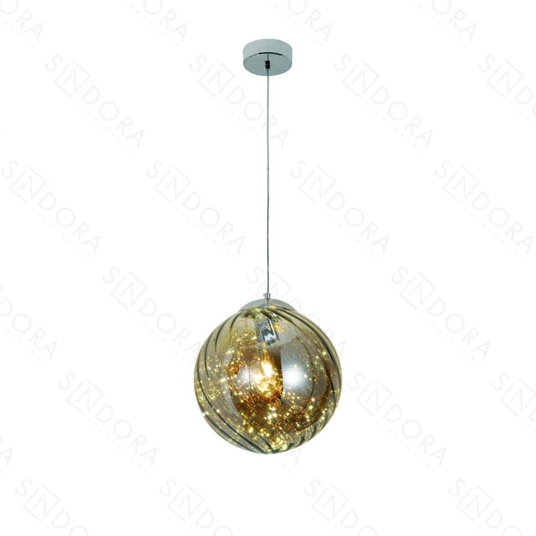 Pendente Sindora Metal Cromado Vidro Fumê 1L E27 Ø300mm DCD04143