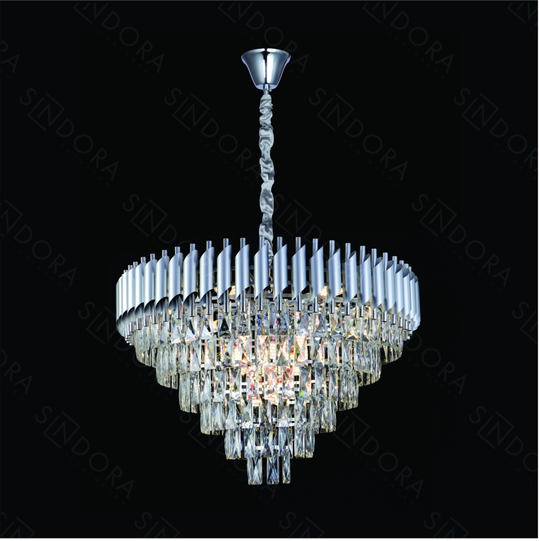 Pendente Sindora Metal Cromado Cristal Transparente 15L E14 Ø750x430mm DCD06607