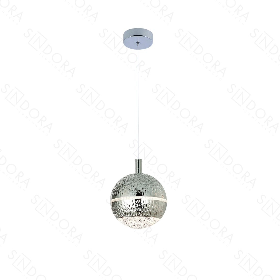 Pendente Sindora Metal e Plástico Cromado 8 watts 3000K Ø120x150mm QD05171