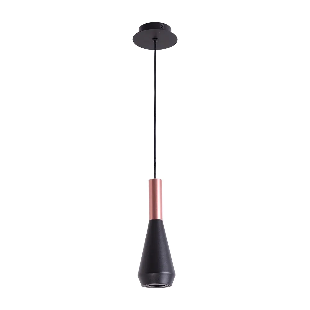 Pendente Bella Pituco Rose Gold e Preto 1L GU10 Ø90x260mm ML016B