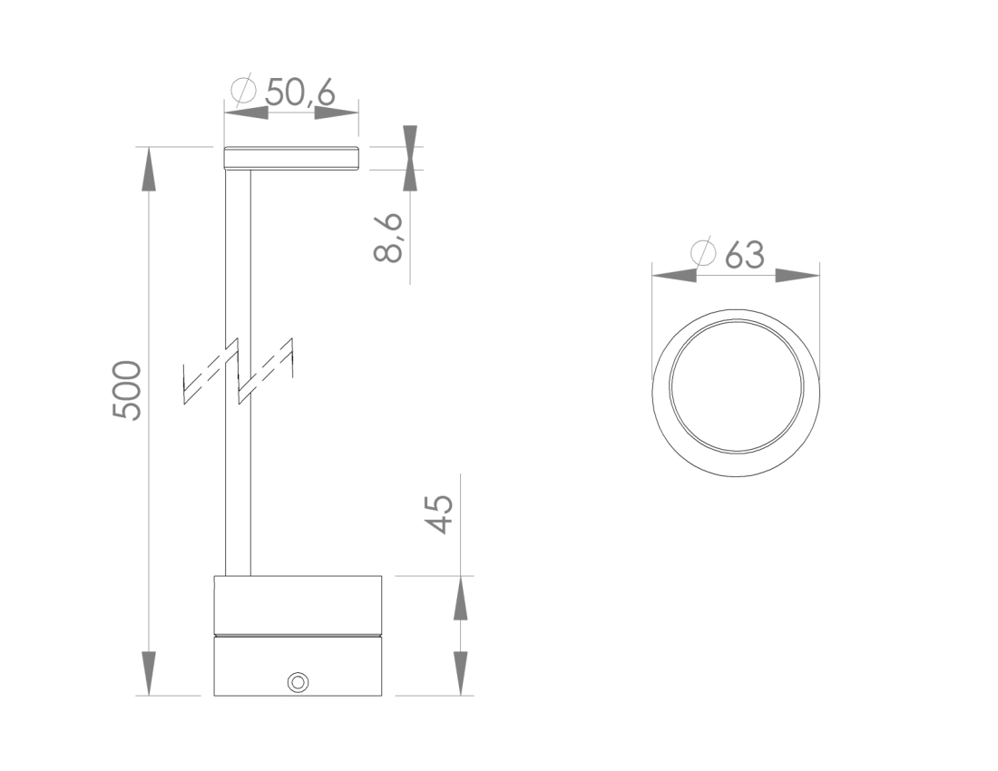 Poste Balizador Direct Light Garden 2,7 watts Bivolt 34° IP66 2700K IRC90 Haste 500mm DL PT3