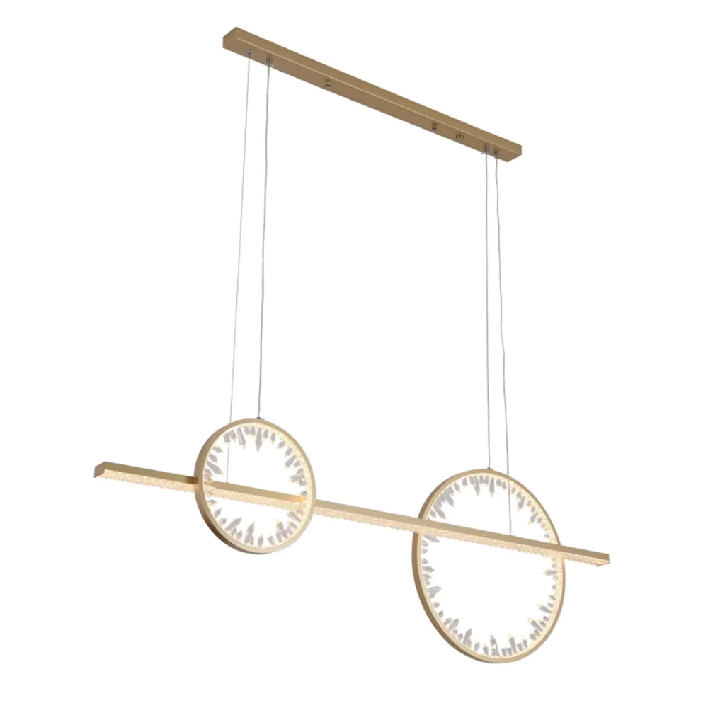 Pendente Bella Milenium Metal Dourado e Cristal 54 watts 3000K 1200mm OC026