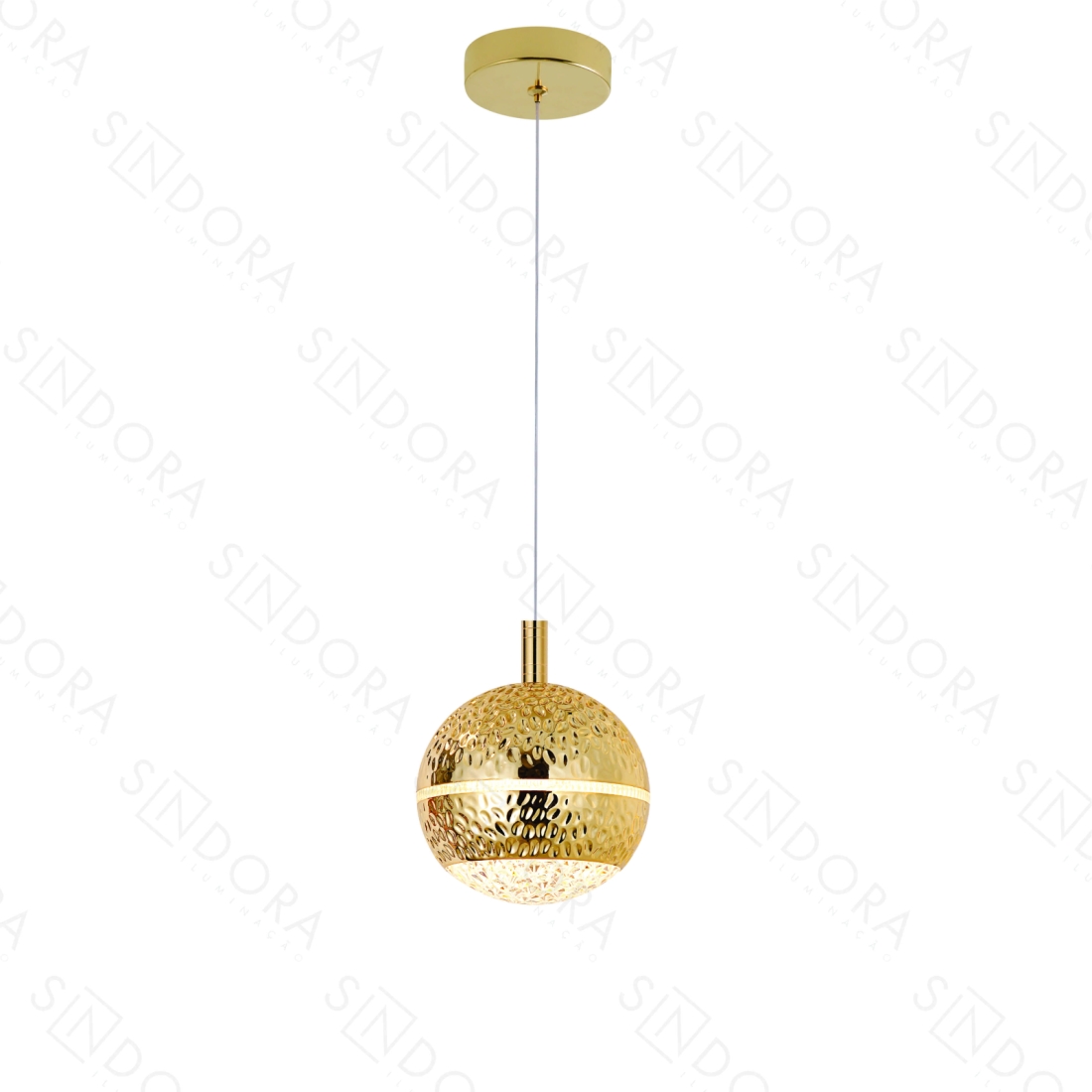 Pendente Sindora Metal e Plástico Dourado 8 watts 3000K Ø120x150mm QD05170