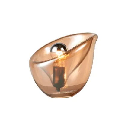 Abajur Bella Miele Vidro Âmbar e Metal Dourado 1L E27 220X210mm MIE1AB01AB10