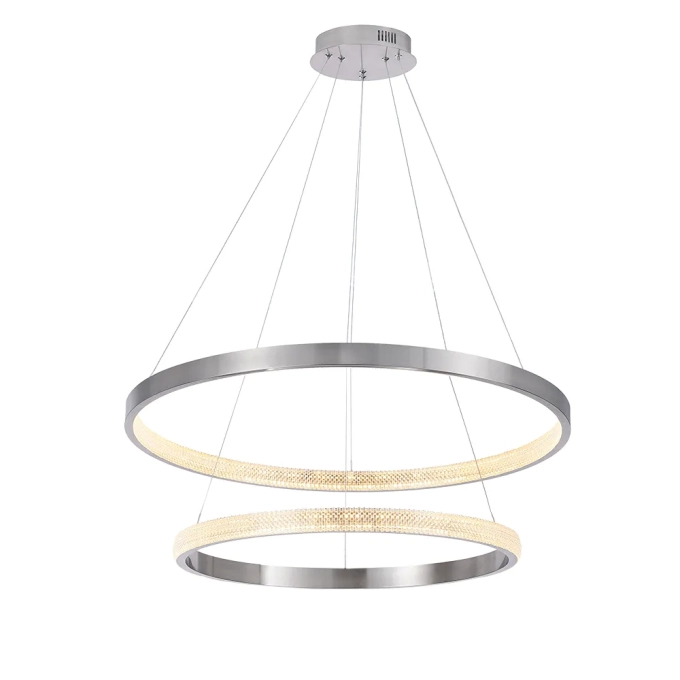 Pendente Bella Oca Niquelado e Transparente 74 watts 3000K Ø800x40mm GD003NK