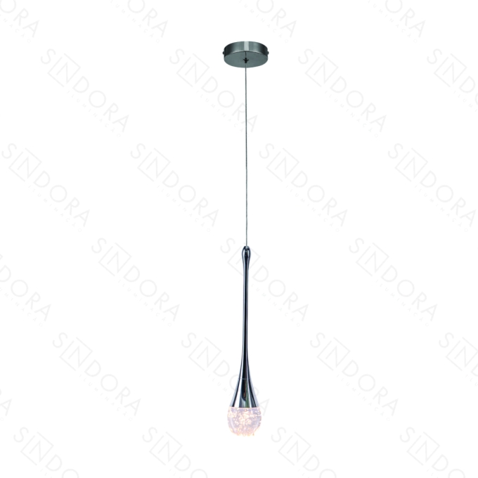 Pendente Sindora Cristal Metal e Cromado 5 watts 3000K 70x340mm Bivolt DCD02223