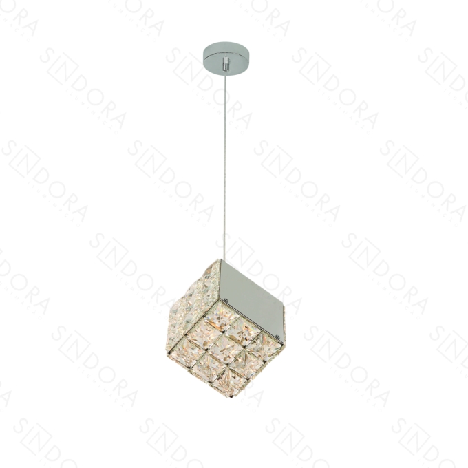 Pendente Sindora Cristal e Inox Cromado 12 watts 3000K 150mm Bivolt DCD02949