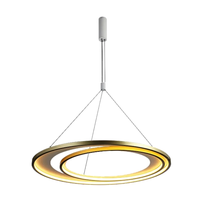Pendente Bella Loop Metal Branco e Dourado 76 watts 3000K 820x20mm HM010WG