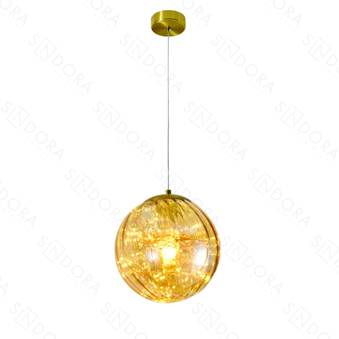 Pendente Sindora Metal Bronze e Vidro Âmbar 1L E27 Ø250mm DCD04141