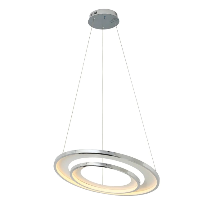 Pendente Bella Loop Metal Cromado e Branco 48 watts 3000K 620x20mm HM009CR