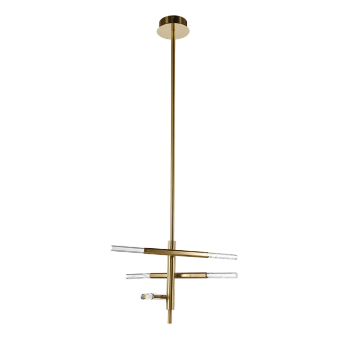 Pendente Bella Pétra Metal e Cristal Dourado e Transparente 18 watts 3000K Ø540x310mm OC009