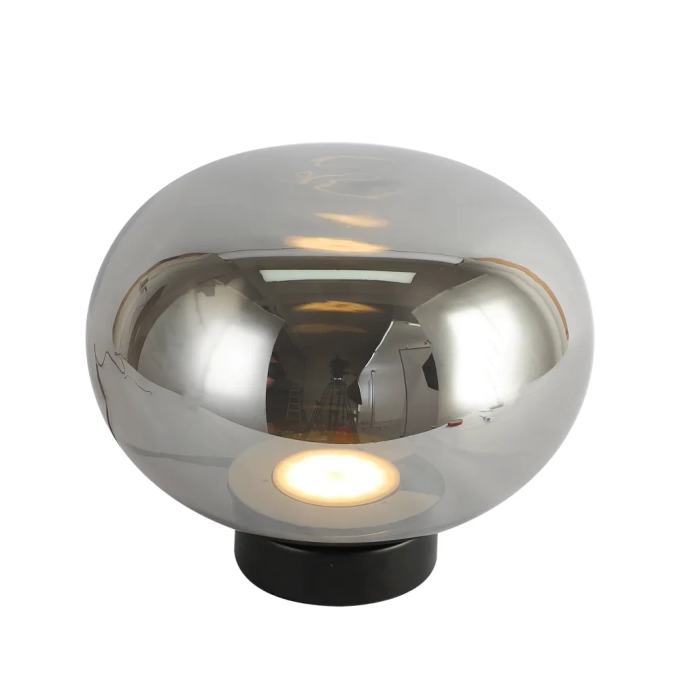 Abajur Bella Balloon Metal Preto e Vidro Fumê 9 watts 3000K 260x220mm GN002B