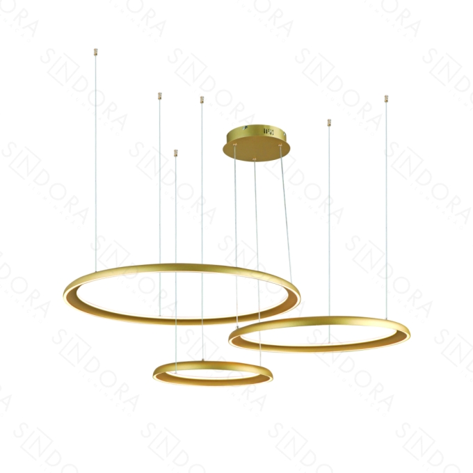 Pendente Sindora Silicone e Alumínio Dourado 215 watts 3000K Ø400xØ600xØ800mm Bivolt DCD03287