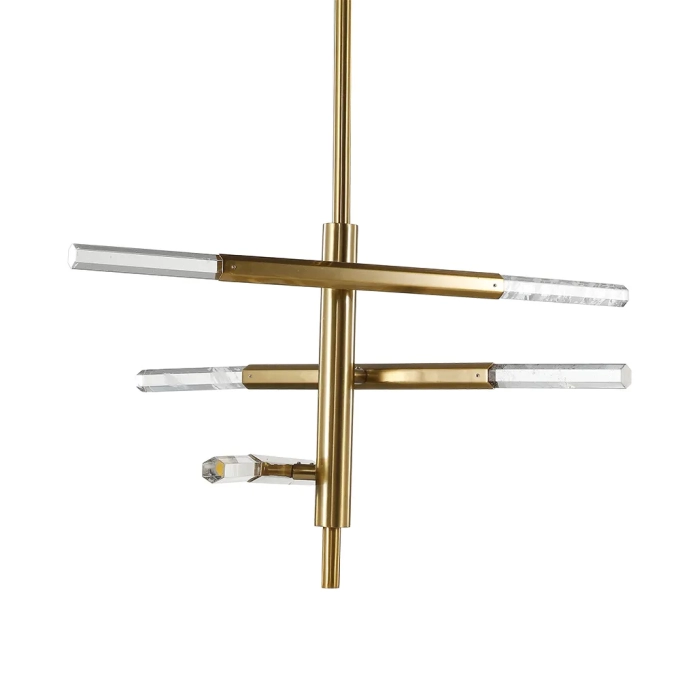 Pendente Bella Pétra Metal e Cristal Dourado e Transparente 18 watts 3000K Ø540x310mm OC009