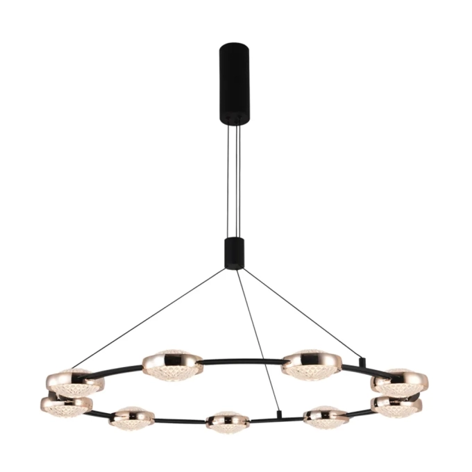 Pendente Bella Beep Preto e Dourado 45 watts 3000K Ø900x60mm KW010LB
