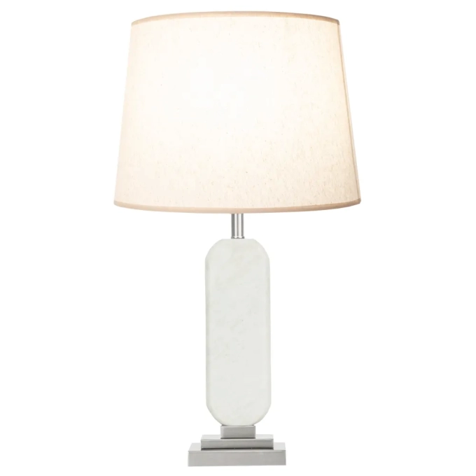 Base p/ Abajur Bella Pietá Metal Níquel e Mármore Branco 1L E27 160x10x50mm GL023WN (Sem Cúpula)