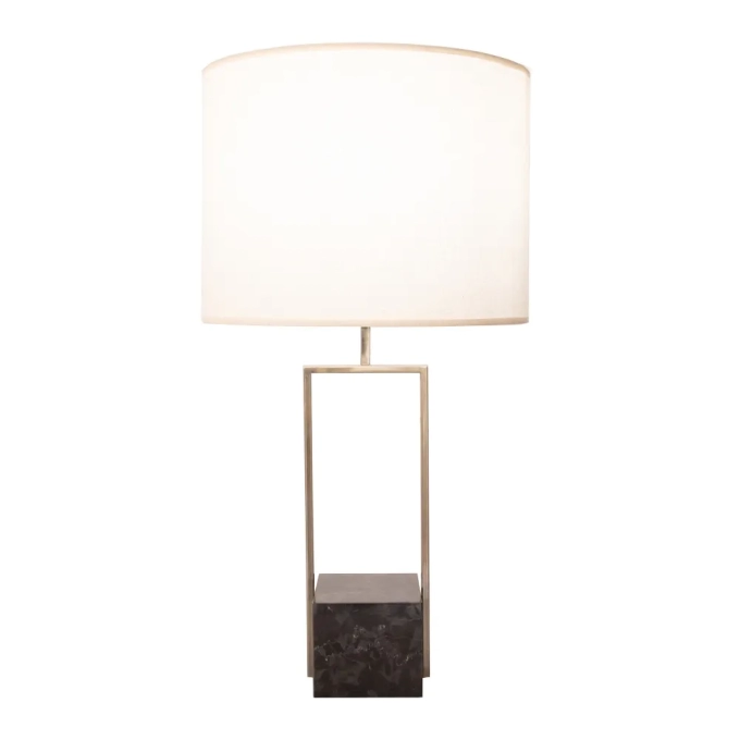 Base p/ Abajur Bella Quadratto Metal Bronze e Mármore Preto 1L E27 130x150x500mm GL020G (Sem Cúpula)