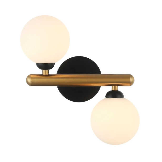 Arandela Bella Bambu Metal Preto Bronze e Vidro Leitoso 2L G9 240x150x270mm HL022WB